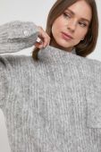 Вовняний светр Custommade жіночий колір сірий теплий півгольф