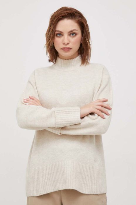 Светр з домішкою вовни Pepe Jeans Dennise Perkins жіночий колір бежевий півгольф