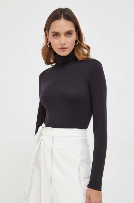 Вовняний лонгслів Max Mara Leisure колір чорний гольф Вовняний лонгслів Max Mara Leisure колір чорний гольф