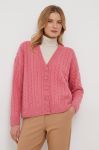 Вовняний кардиган United Colors of Benetton колір рожевий теплий