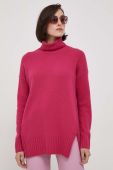 Вовняний светр United Colors of Benetton жіночий колір рожевий гольф (3645585)