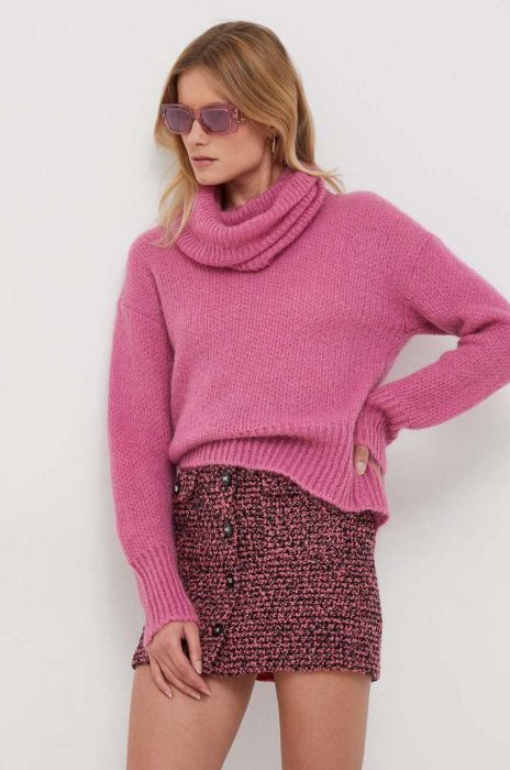 Светр з домішкою вовни Sisley жіночий колір рожевий легкий гольф (3689132)