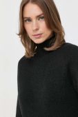 Светр з домішкою вовни BOSS жіночий колір чорний півгольф