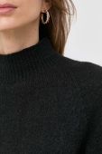 Светр з домішкою вовни BOSS жіночий колір чорний півгольф