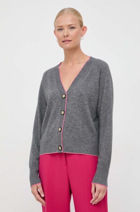 Вовняний кардиган Pinko колір сірий легкий Вовняний кардиган Pinko колір сірий легкий