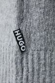 Вовняний кардиган HUGO колір сірий Вовняний кардиган HUGO колір сірий