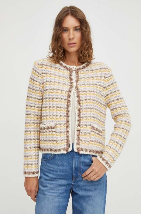 Кардиган з домішкою вовни BA&SH колір бежевий