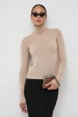 Вовняний светр Patrizia Pepe жіночий колір бежевий легкий гольф Вовняний светр Patrizia Pepe жіночий колір бежевий легкий гольф