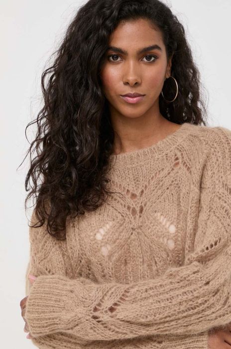 Вовняний светр Twinset жіночий колір коричневий легкий (3524384)