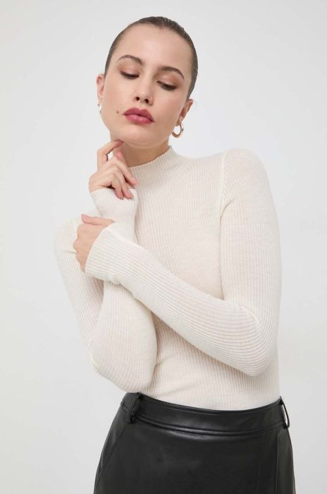 Вовняний светр Twinset жіночий колір бежевий легкий півгольф