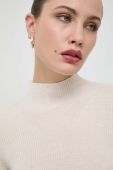 Вовняний светр Twinset жіночий колір бежевий легкий півгольф