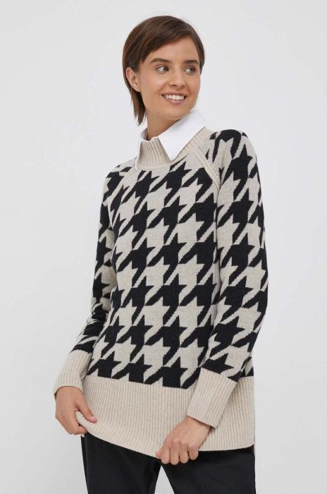 Вовняний светр Barbour жіночий колір бежевий півгольф