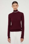 Вовняний светр Iceberg жіночий колір бордовий легкий гольф