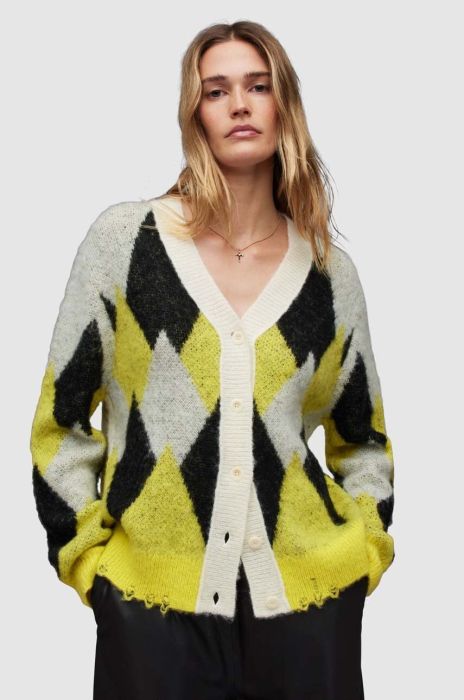 Кардиган з домішкою вовни AllSaints HOVE колір білий