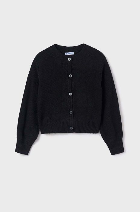 Дитячий кардиган з домішкою вовни Mayoral колір чорний легкий Дитячий кардиган з домішкою вовни Mayoral колір чорний легкий
