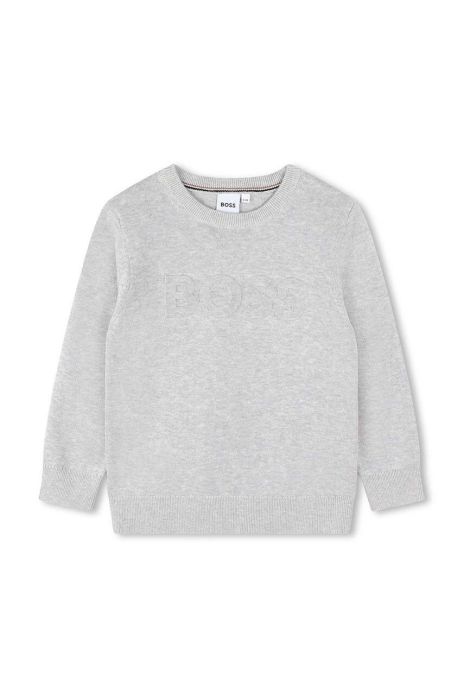 Дитячий бавовняний светр BOSS колір сірий легкий (3516269)