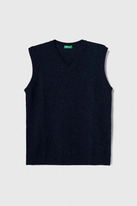 Дитячий жилет United Colors of Benetton колір синій легкий Дитячий жилет United Colors of Benetton колір синій легкий