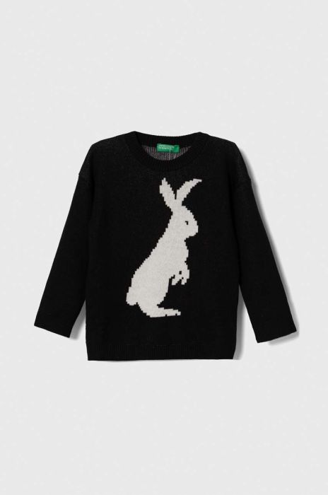 Дитячий бавовняний светр United Colors of Benetton колір чорний легкий Дитячий бавовняний светр United Colors of Benetton колір чорний легкий
