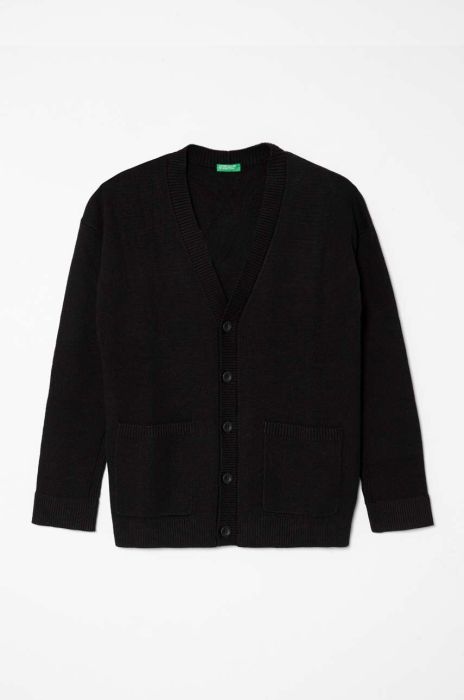 Дитячий бавовняний кардиган United Colors of Benetton колір чорний легкий Дитячий бавовняний кардиган United Colors of Benetton колір чорний легкий