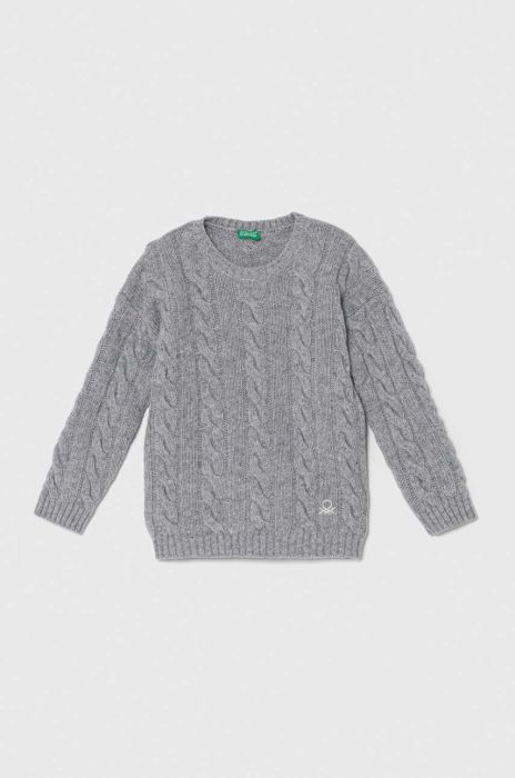 Вовняний дитячий светр United Colors of Benetton колір сірий легкий (3654082) Вовняний дитячий светр United Colors of Benetton колір сірий легкий (3654082)