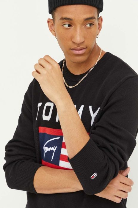 Бавовняний светр Tommy Jeans колір чорний (3370216)
