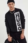 Светр з домішкою вовни HUGO чоловічий колір чорний легкий Светр з домішкою вовни HUGO чоловічий колір чорний легкий