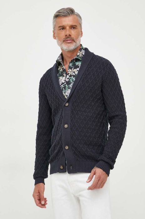 Бавовняний кардиган Lindbergh колір синій Бавовняний кардиган Lindbergh колір синій