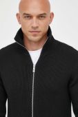 Кардиган з домішкою вовни Armani Exchange колір чорний Кардиган з домішкою вовни Armani Exchange колір чорний