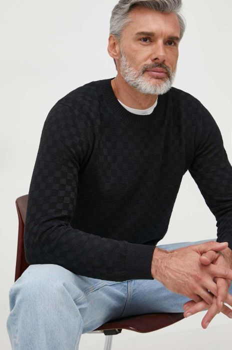 Светр з домішкою вовни Liu Jo чоловічий колір чорний легкий