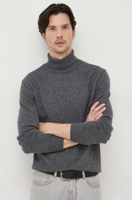 Вовняний светр United Colors of Benetton чоловічий колір сірий гольф
