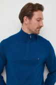 Светр з домішкою кашеміру Tommy Hilfiger легкий півгольф колір блакитний