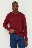 Бавовняний светр Tommy Jeans колір бордовий (3416728)