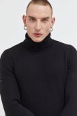 Светр з домішкою вовни Superdry чоловічий колір чорний теплий гольф