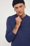 Светр з домішкою вовни Superdry чоловічий колір синій легкий Светр з домішкою вовни Superdry чоловічий колір синій легкий