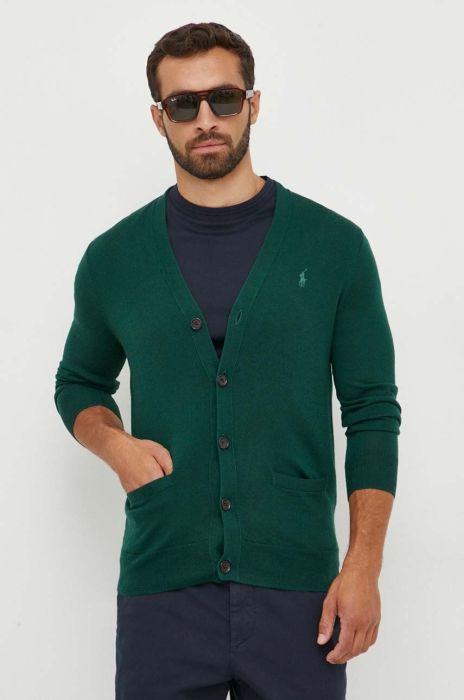 Вовняний кардиган Polo Ralph Lauren колір зелений Вовняний кардиган Polo Ralph Lauren колір зелений