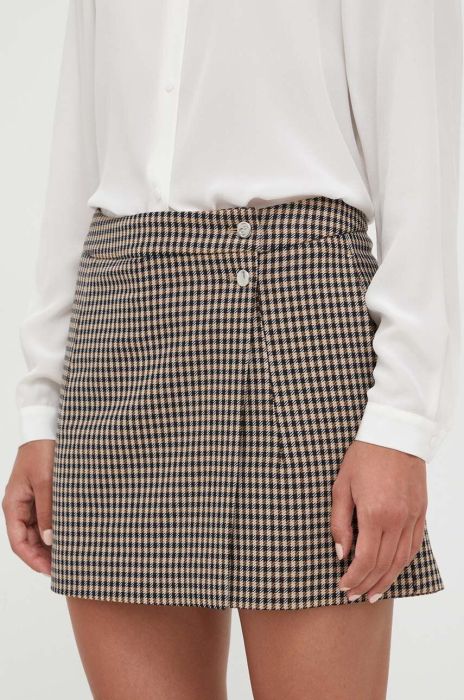 Шорти BOSS жіночі колір бежевий візерунок висока посадка