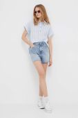 Джинсові шорти Pepe Jeans RACHEL жіночі однотонні висока посадка колір блакитний