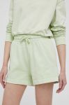 Бавовняні шорти Pepe Jeans ADRIANA колір зелений однотонні висока посадка Бавовняні шорти Pepe Jeans ADRIANA колір зелений однотонні висока посадка