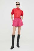 Шкіряні шорти 2NDDAY жіночі колір рожевий однотонні висока посадка