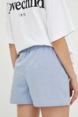 Бавовняні шорти Lovechild однотонні висока посадка колір блакитний