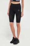 Шорти для тренувань adidas by Stella McCartney TruePurpose Optime колір чорний однотонні висока посадка Шорти для тренувань adidas by Stella McCartney TruePurpose Optime колір чорний однотонні висока посадка