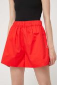Бавовняні шорти Stine Goya колір червоний однотонні висока посадка Бавовняні шорти Stine Goya колір червоний однотонні висока посадка