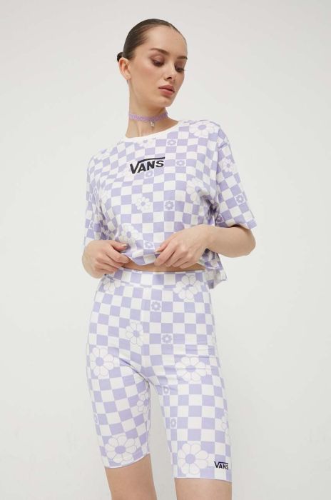 Шорти Vans жіночі колір фіолетовий візерунок висока посадка (3376981)