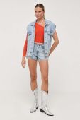 Джинсові шорти Miss Sixty жіночі однотонні висока посадка колір блакитний (3360555)
