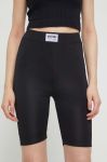 Шорти Moschino Jeans жіночі колір чорний однотонні висока посадка Шорти Moschino Jeans жіночі колір чорний однотонні висока посадка