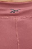 Шорти для йоги Reebok колір рожевий однотонні висока посадка
