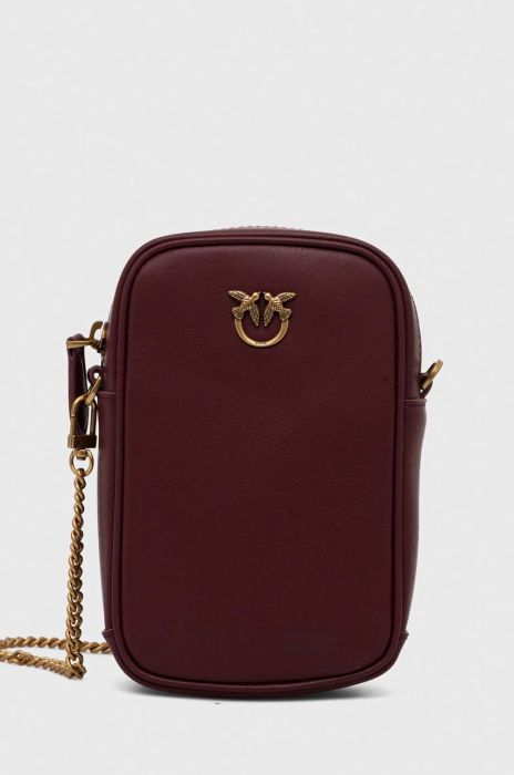 Шкіряна сумка Pinko колір коричневий Шкіряна сумка Pinko колір коричневий