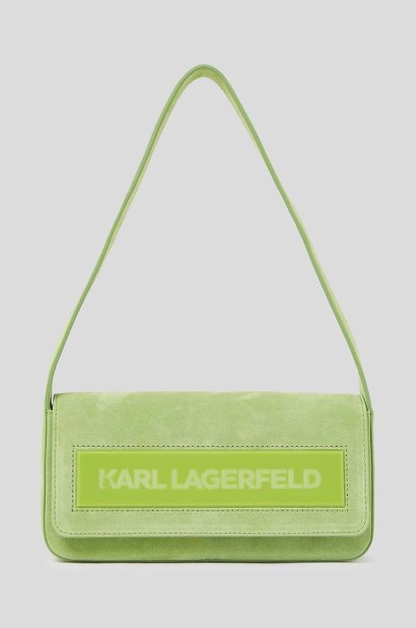 Замшева сумочка Karl Lagerfeld ICON K MD FLAP SHB SUEDE колір зелений