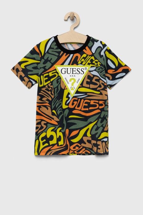 Дитяча бавовняна футболка Guess візерунок колір барвистий (3294242)
