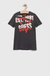Дитяча бавовняна футболка Guess колір сірий з принтом (3333183) Дитяча бавовняна футболка Guess колір сірий з принтом (3333183)